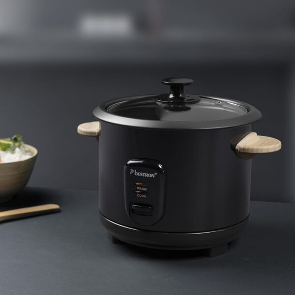 Bestron Cuociriso con Manici in Bamb&ugrave; ARC100BW 1 L 400 W Nero