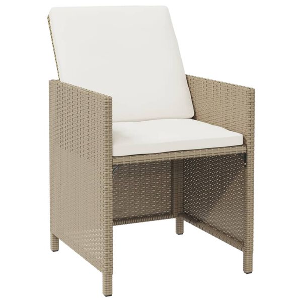 vidaXL Set da Pranzo da Giardino 9 pz con Cuscini in Polyrattan Beige