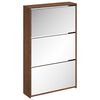 vidaXL Scarpiera con Specchio a 3 Livelli Rovere marrone 63x17x102,5cm