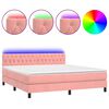 vidaXL Letto a Molle con Materasso e LED Rosa 180x200 cm in Velluto