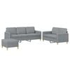 vidaXL Set di Divani 3 pz con Cuscini Grigio Chiaro in Tessuto