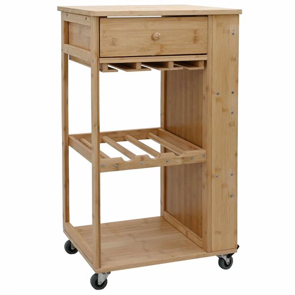 vidaXL Carrello da Cucina con Ruote Naturale 47,5 x 36 x 83 cm Bamb&ugrave;