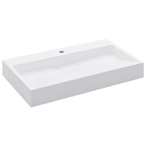 vidaXL Lavandino 80x46x11 cm Blocco in Marmo/Minerale Bianco