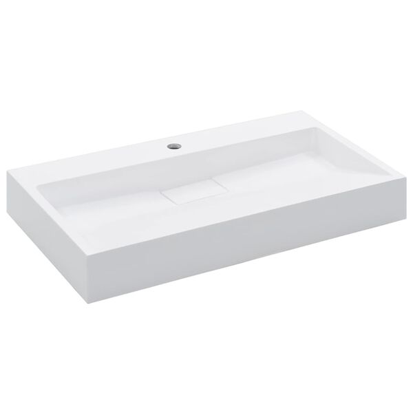 vidaXL Lavandino 80x46x11 cm Blocco in Marmo/Minerale Bianco