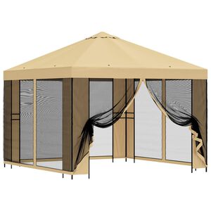 vidaXL Gazebo da giardino con pareti laterali 3 x 3 m Crema