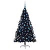 vidaXL Albero di Natale artificiale con luci integrate Nero 180 cm PVC