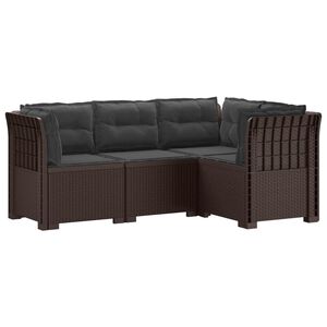 vidaXL Divano da Giardino 4 Posti con Cuscini Aspetto Rattan PP