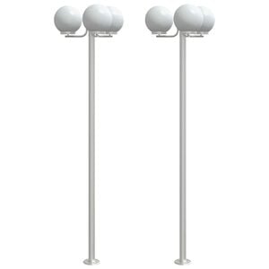 vidaXL Lampade da Terra per Esterni 2pz Argento 215cm in Acciaio Inox