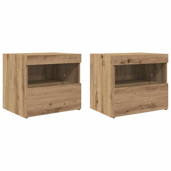 vidaXL Armadio da Notte 2 pcs Rovere artigianale 50 x 40 x 45 cm