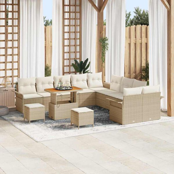 vidaXL Set Divano da Giardino 13 pcs Beige polyrattan