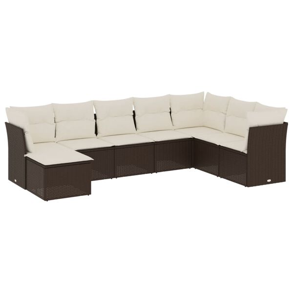 vidaXL Set Divani da Giardino 8 pz con Cuscini Marrone in Polyrattan