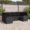 vidaXL Set Divano da Giardino con cuscino 6 pcs Nero polyrattan