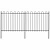 vidaXL Recinzione da giardino con parte superiore ad anello in acciaio 337x150 cm nera