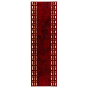 vidaXL Tappeto Runner FLORNES Tessuto Rosso Diamanti 67 x 150 cm PP