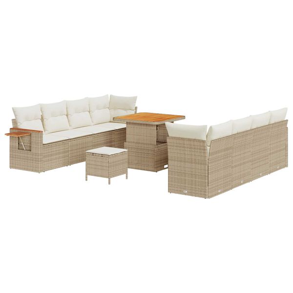 vidaXL Set Divano da Giardino 12 pcs Beige e Crema polyrattan
