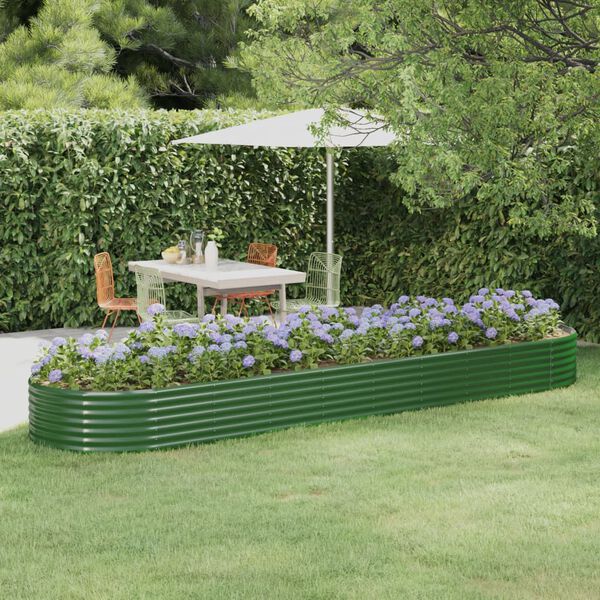vidaXL Letto Giardino Acciaio Zincato 396x100x36 cm Verde