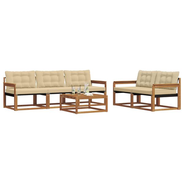 vidaXL Set di divani da esterno con cuscino 6 pcs Naturale e Beige