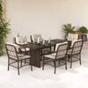 vidaXL Set da Pranzo da Giardino 7pz con Cuscini in Polyrattan Marrone