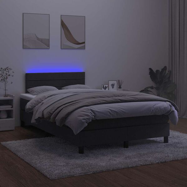 vidaXL Letto a Molle con Materasso e LED Nero 120x190 cm in Velluto