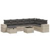 vidaXL Set Divano da Giardino 9pz con Cuscini Grigio Chiaro Polyrattan