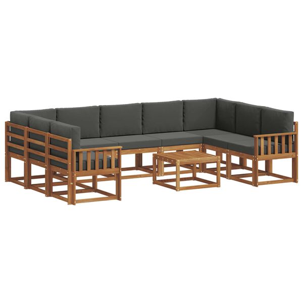 vidaXL Set di divani da esterno 10 pcs Naturale e Antracite