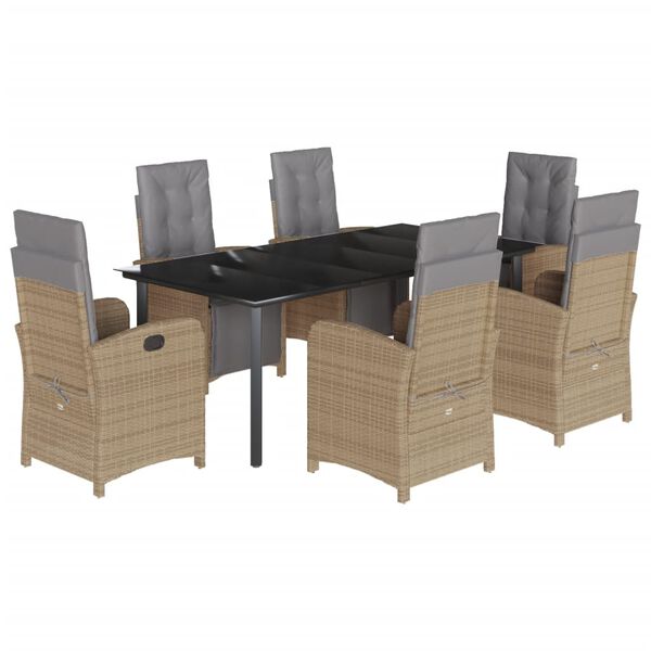 vidaXL Set da Pranzo da Giardino 7 pz con Cuscini Beige in Polyrattan