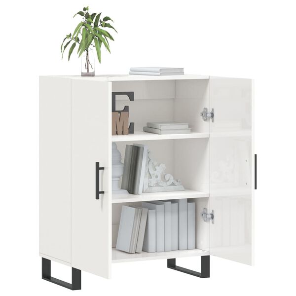 vidaXL Credenza 69,5x34x90 cm in Legno Multistrato Bianco Lucido