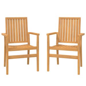 vidaXL Sedie da Giardino Impilabili 2 pz 56,5x57,5x91 cm Massello Teak