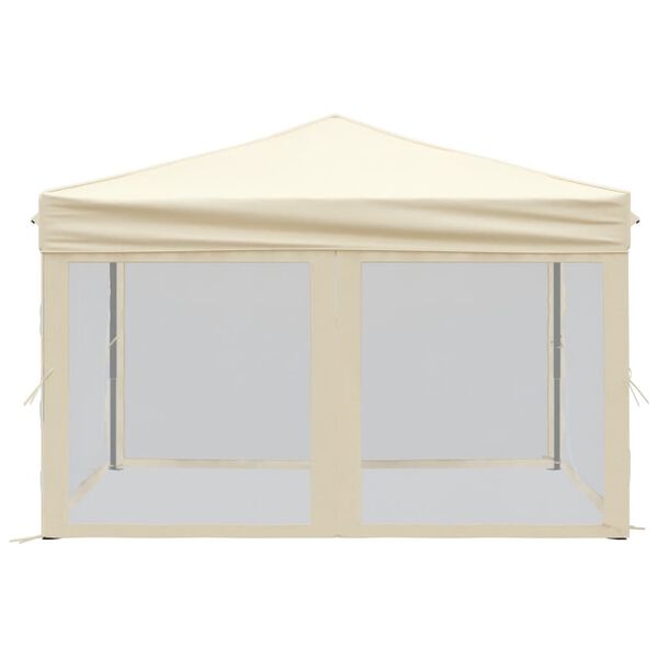 vidaXL Tenda per Feste Pieghevole con Pareti Laterali Crema 3x3 m