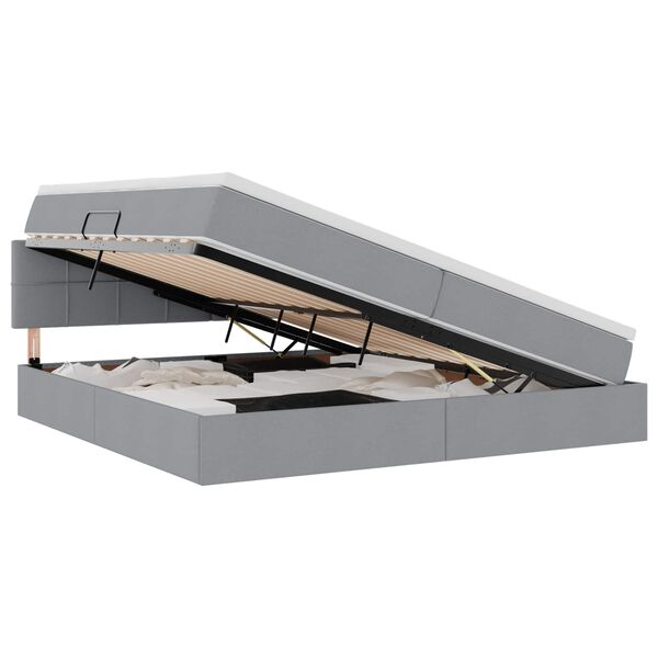vidaXL Letto con contenitore e LED Grigio chiaro 200 x 200 cm Tessuto