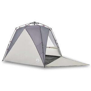 vidaXL Tenda da Spiaggia 4 Persone Grigio Rilascio Rapido Impermeabile