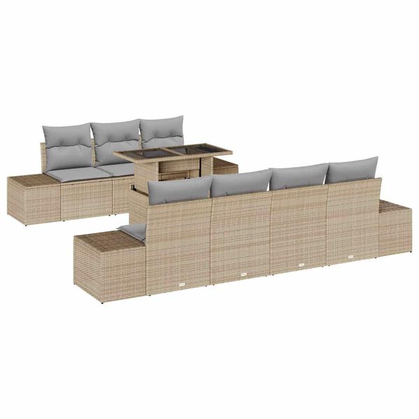 vidaXL Set di divani 8 pcs Beige e Grigio Chiaro polyrattan