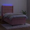 vidaXL Letto a Molle con Materasso e LED Rosa 90x200 cm in Velluto