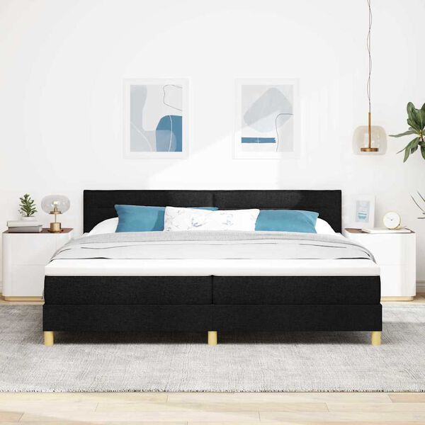 vidaXL Letto a Sorgente LED con materasso Nero 200 x 200 cm Tessuto