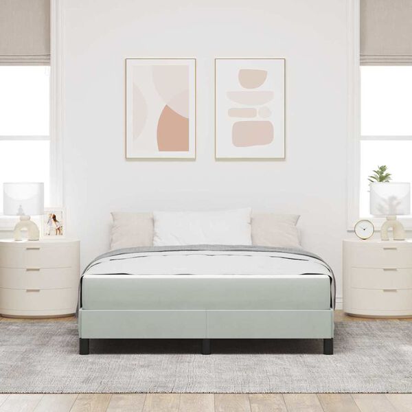 vidaXL Letto a molle con materasso Grigio chiaro 160 x 210 cm Tessuto