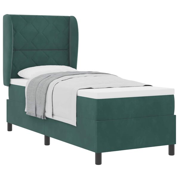 vidaXL Letto a molle con materasso Verde Scuro 200 x 80 cm Poliestere