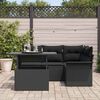 vidaXL Set Divano da Giardino con cuscino 5 pcs Nero Poly Rattan