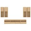 vidaXL Set Mobili TV a Muro 7 pz con Luci LED Rovere Sonoma