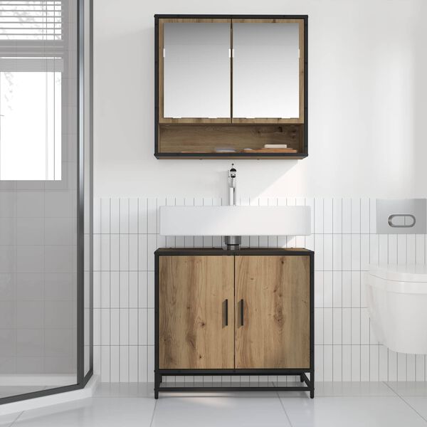 vidaXL Armadio per Lavabo da Bagno rovere artigianale 65 x 33 x 60 cm