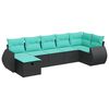 vidaXL Set Divani da Giardino con Cuscini 7pz Nero Polyrattan