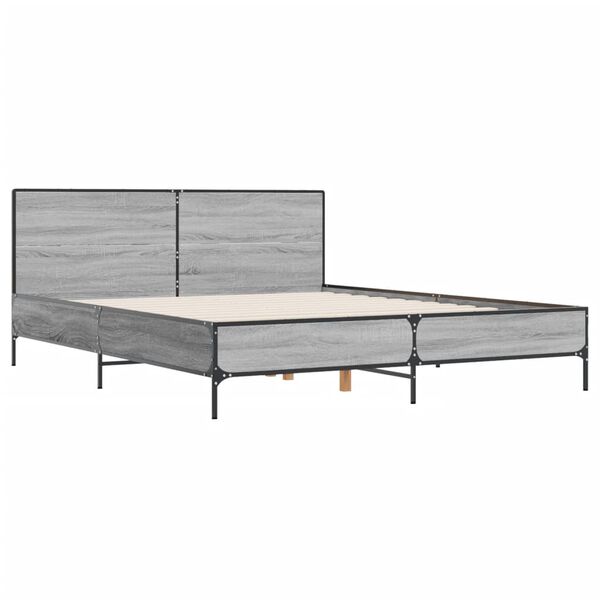 vidaXL Giroletto Grigio Sonoma 135x190 cm in Legno Multistrato Metallo