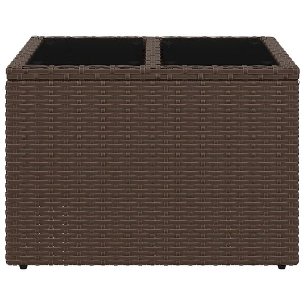 vidaXL Tavolo da Giardino Piano Vetro Marrone 55x55x37 cm Polyrattan