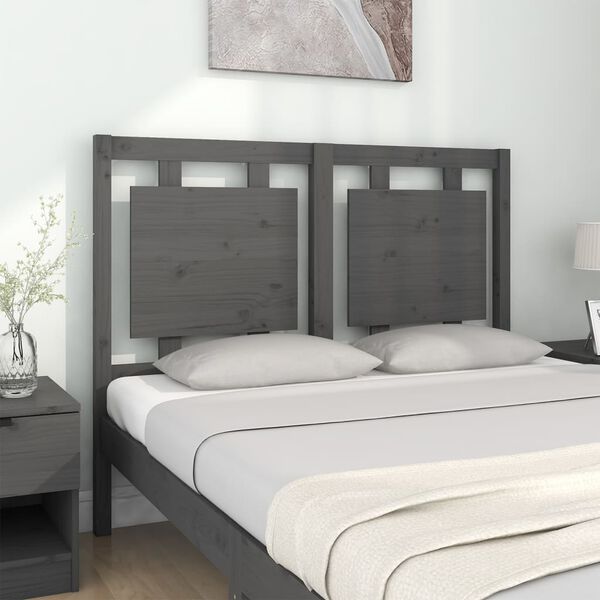 vidaXL Testiera per Letto Grigia 125,5x4x100 cm Legno Massello di Pino