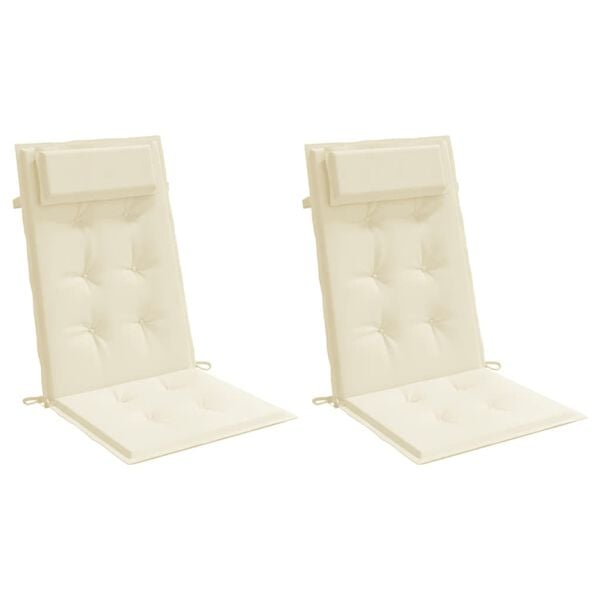 vidaXL Cuscini per Sedia con Schienale Alto 2 pz Crema Tessuto Oxford