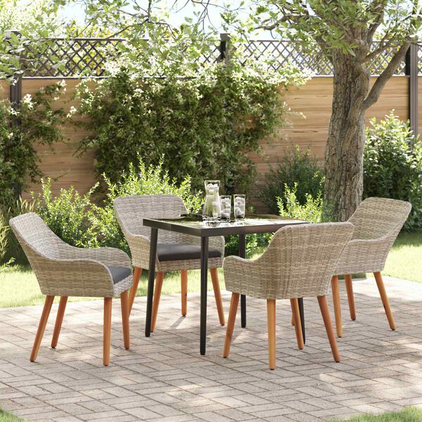 vidaXL Set da Pranzo per Giardino 5 pcs Grigio chiaro polyrattan