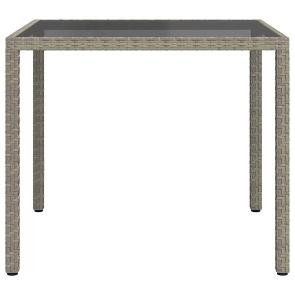 vidaXL Tavolo Giardino 90x90x75 cm Vetro Temperato e Polyrattan Grigio