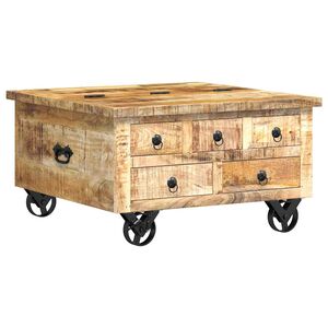 vidaXL Tavolino da Salotto in Legno di Mango Grezzo 70x70x40 cm