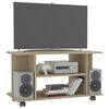 vidaXL Mobile TV con Ruote Rovere Sonoma 80x40x45 cm Legno Multistrato