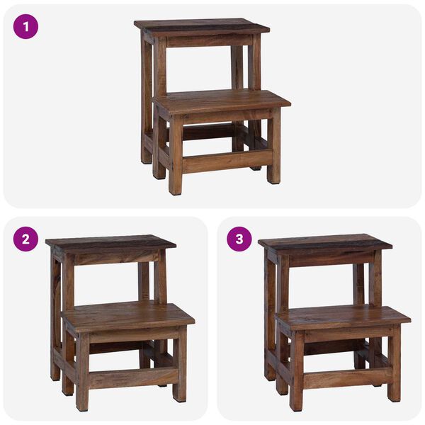 vidaXL Pouf Naturale 37 x 37 x 46 cm Legno di Mogano