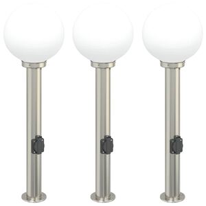 vidaXL Lampioni a colonnina con presa elettrica 3 pz 80 cm IP44